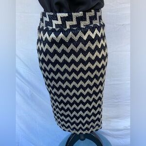 Sunny Leigh Black and Cream Zigzag Pencil Skirt